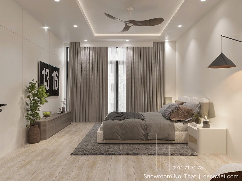 nội thất phòng ngủ master lầu 2 phong cách tối giản, sang trọng