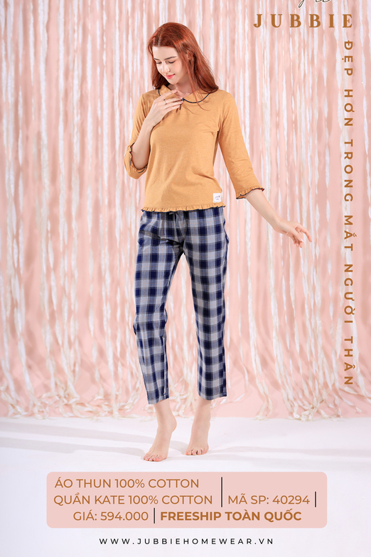 BD quần caro phối áo trơn - 40294