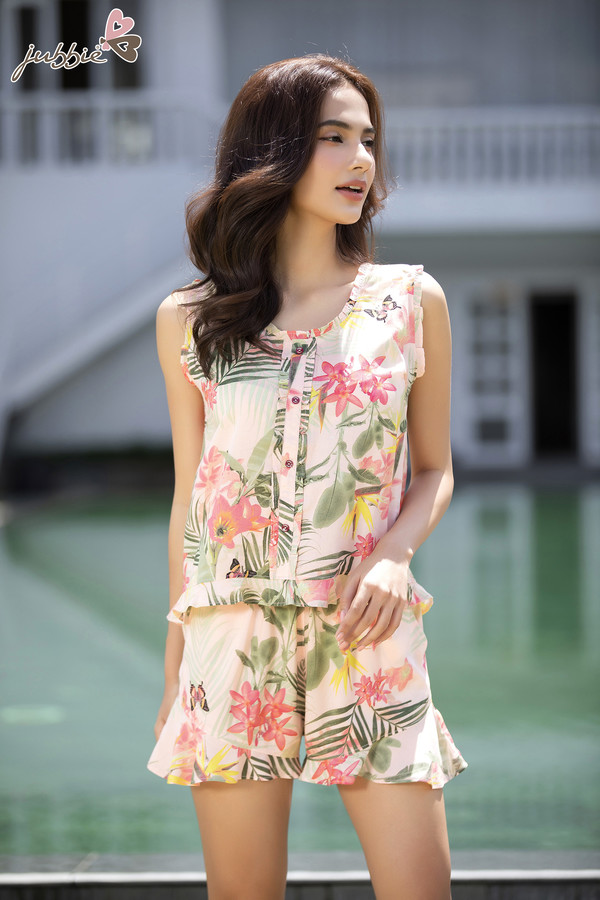 Bộ short cổ tròn nẹp tà bèo - 2139