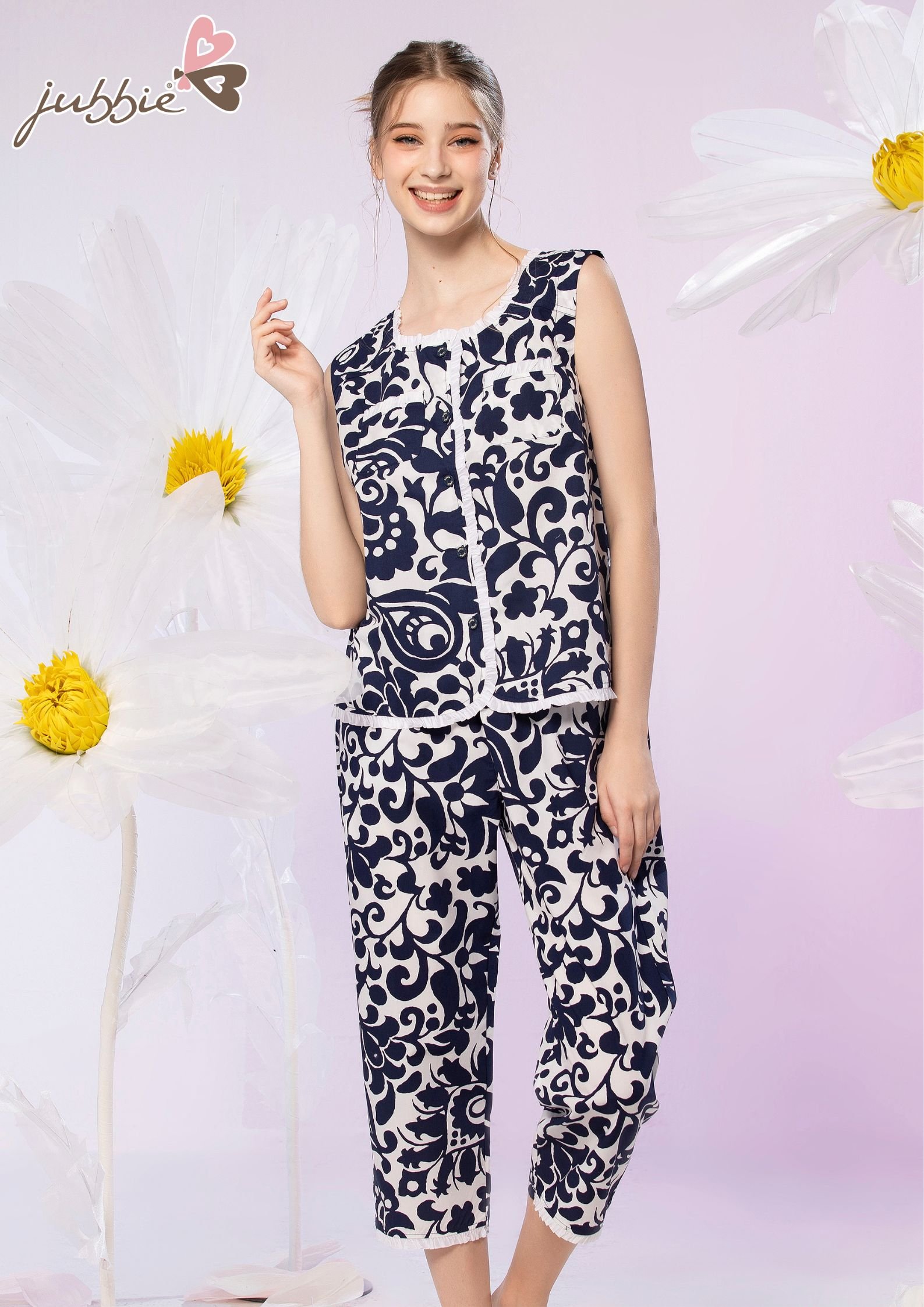 BL áo cổ tròn nẹp ren trắng - 2279