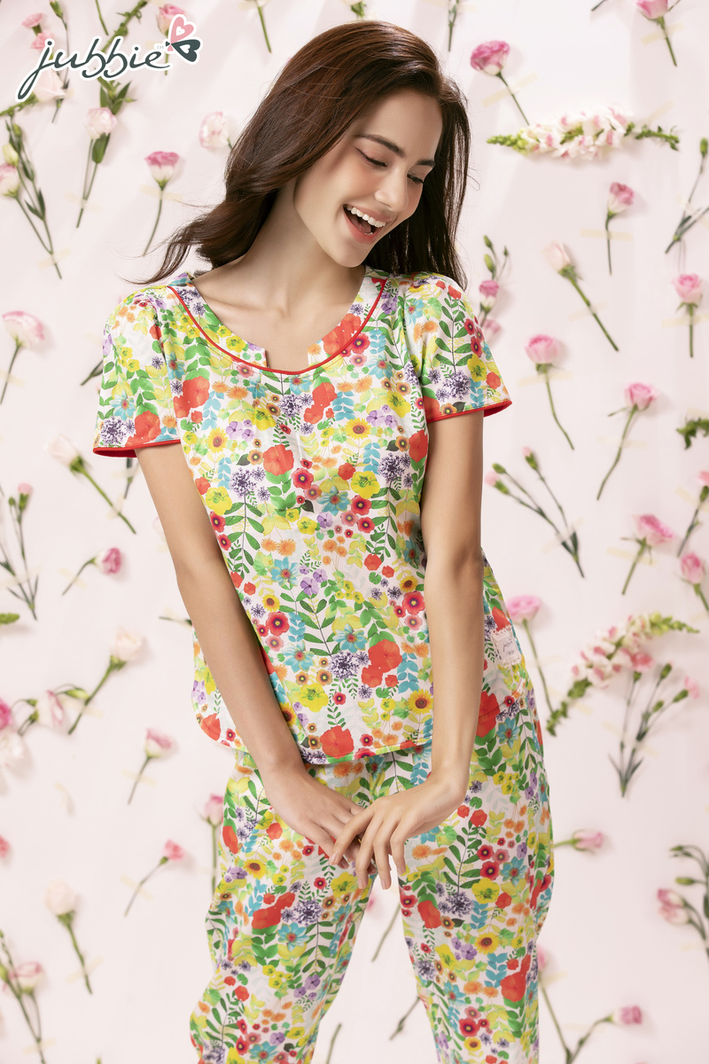 Bộ dài cổ tròn viền nhân - 40272