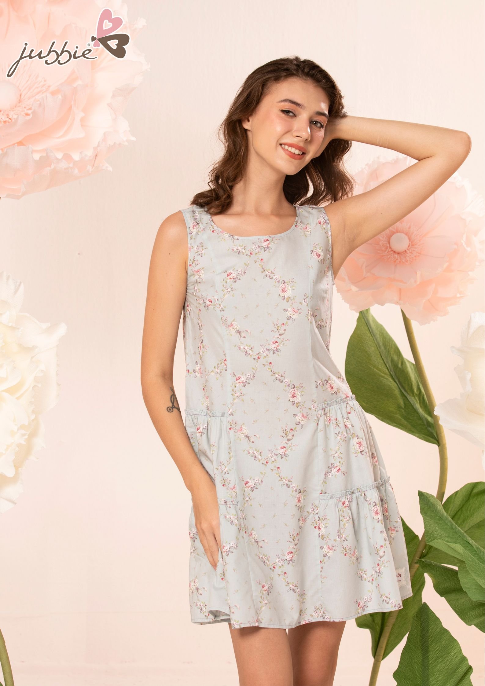 Đầm cổ tròn nhún tà - 5091