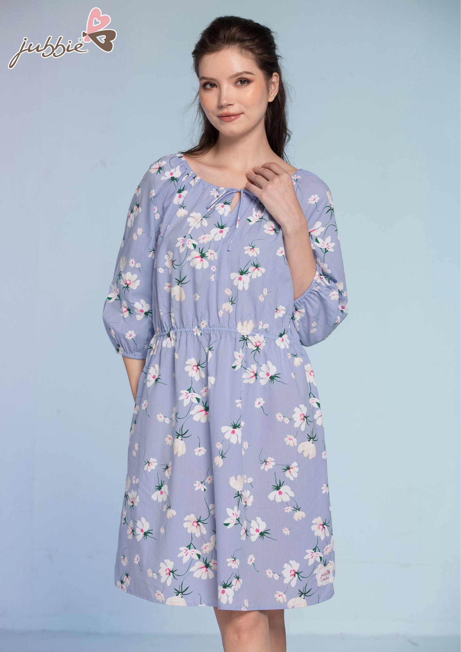 Đầm cổ tròn dây nơ - 5097