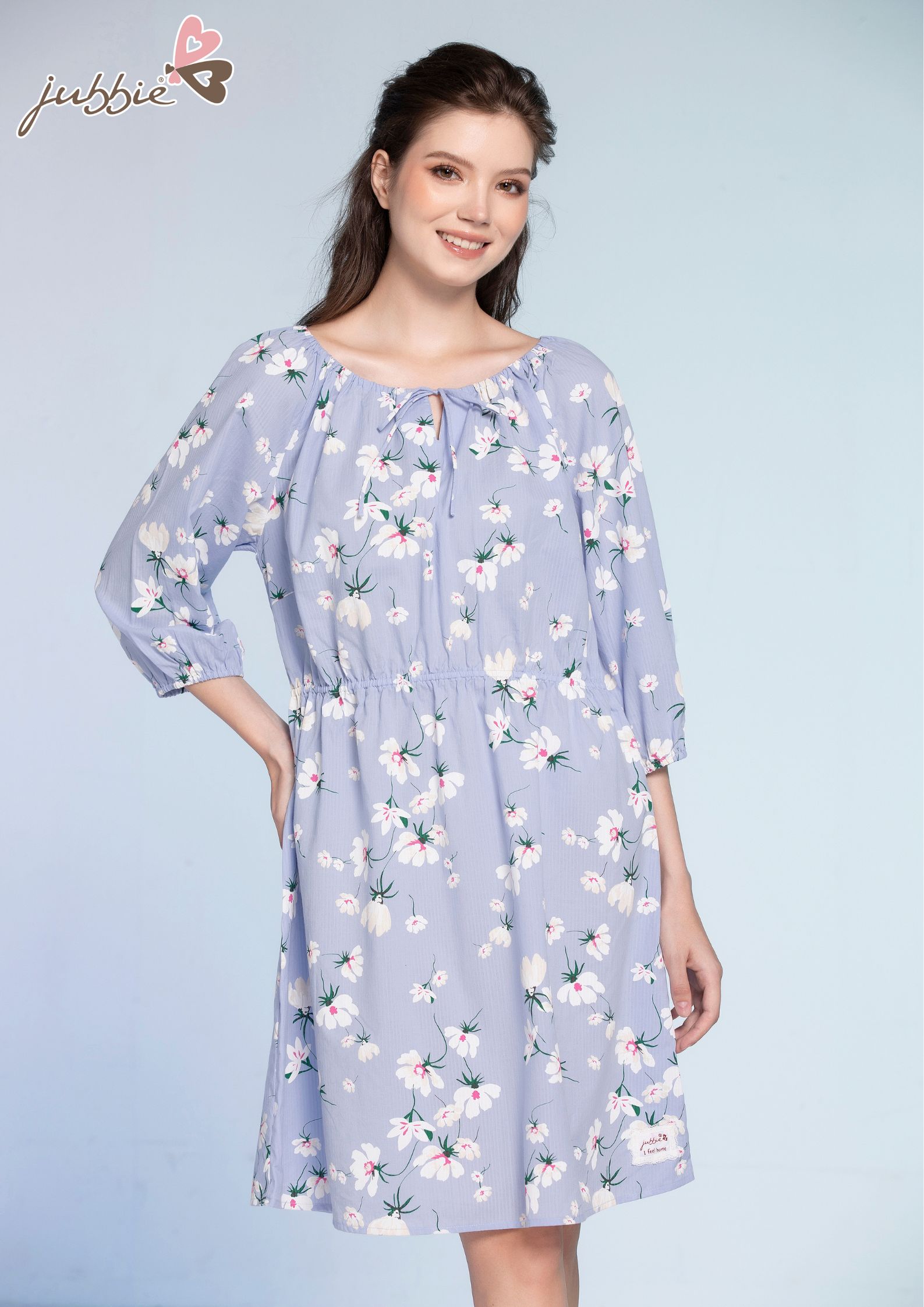 Đầm cổ tròn dây nơ - 5097
