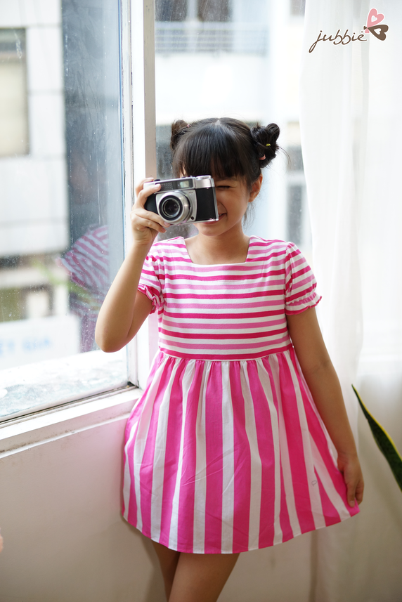 Đầm kids thun cotton phối kate - 84002