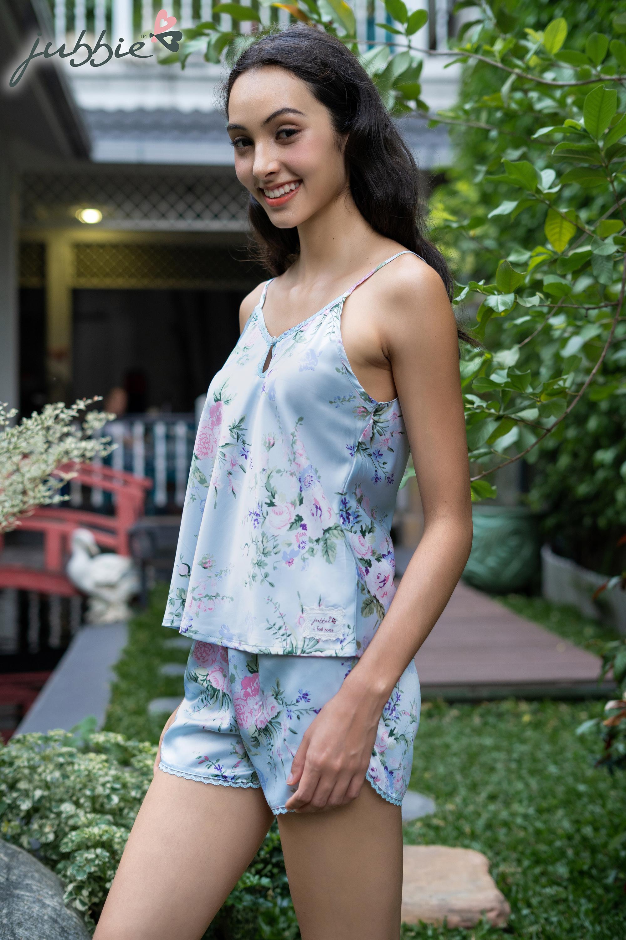 Bộ short lụa 2 dây cài 1 nút 91104