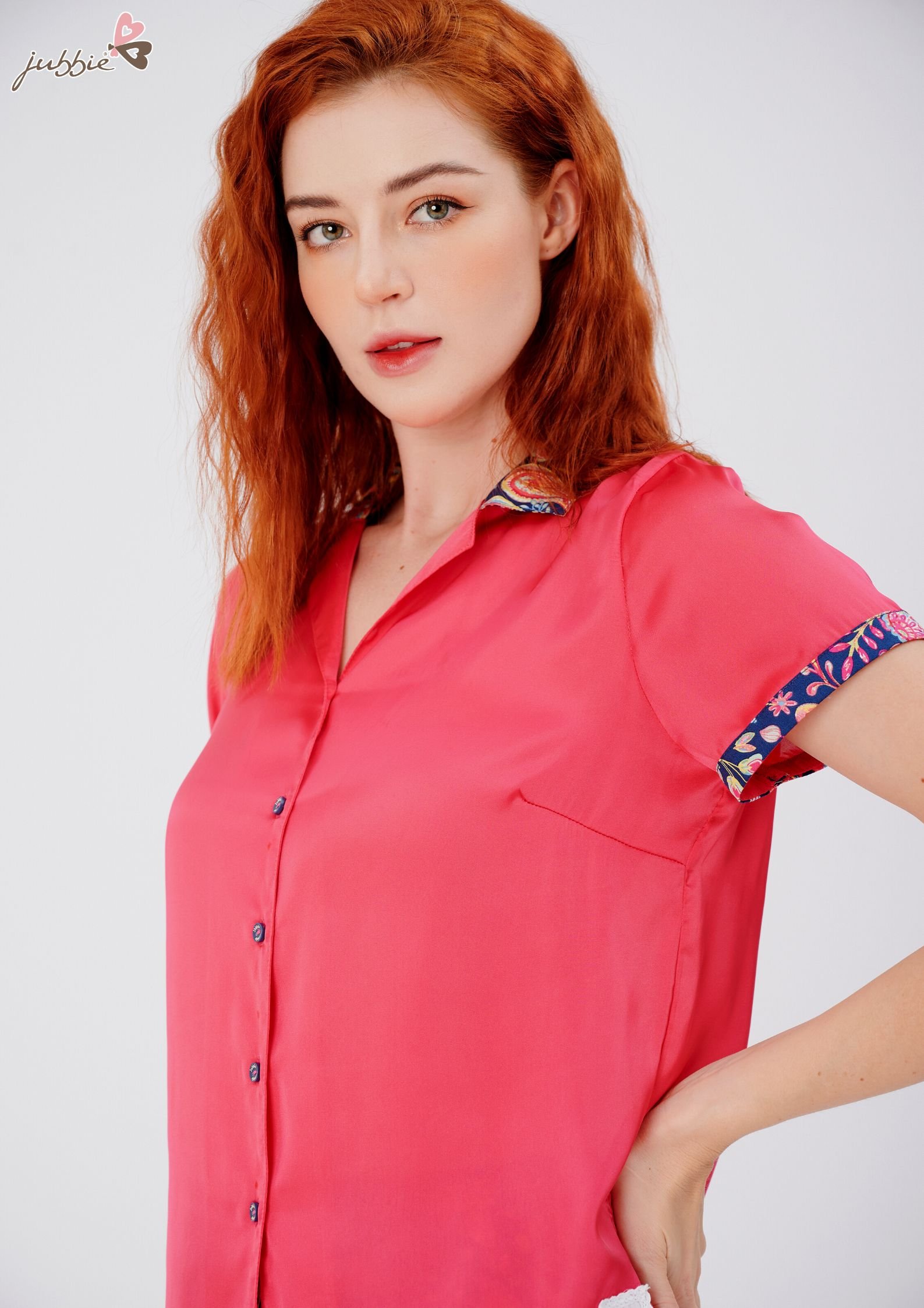 BL cổ phối vải hoa - 93224