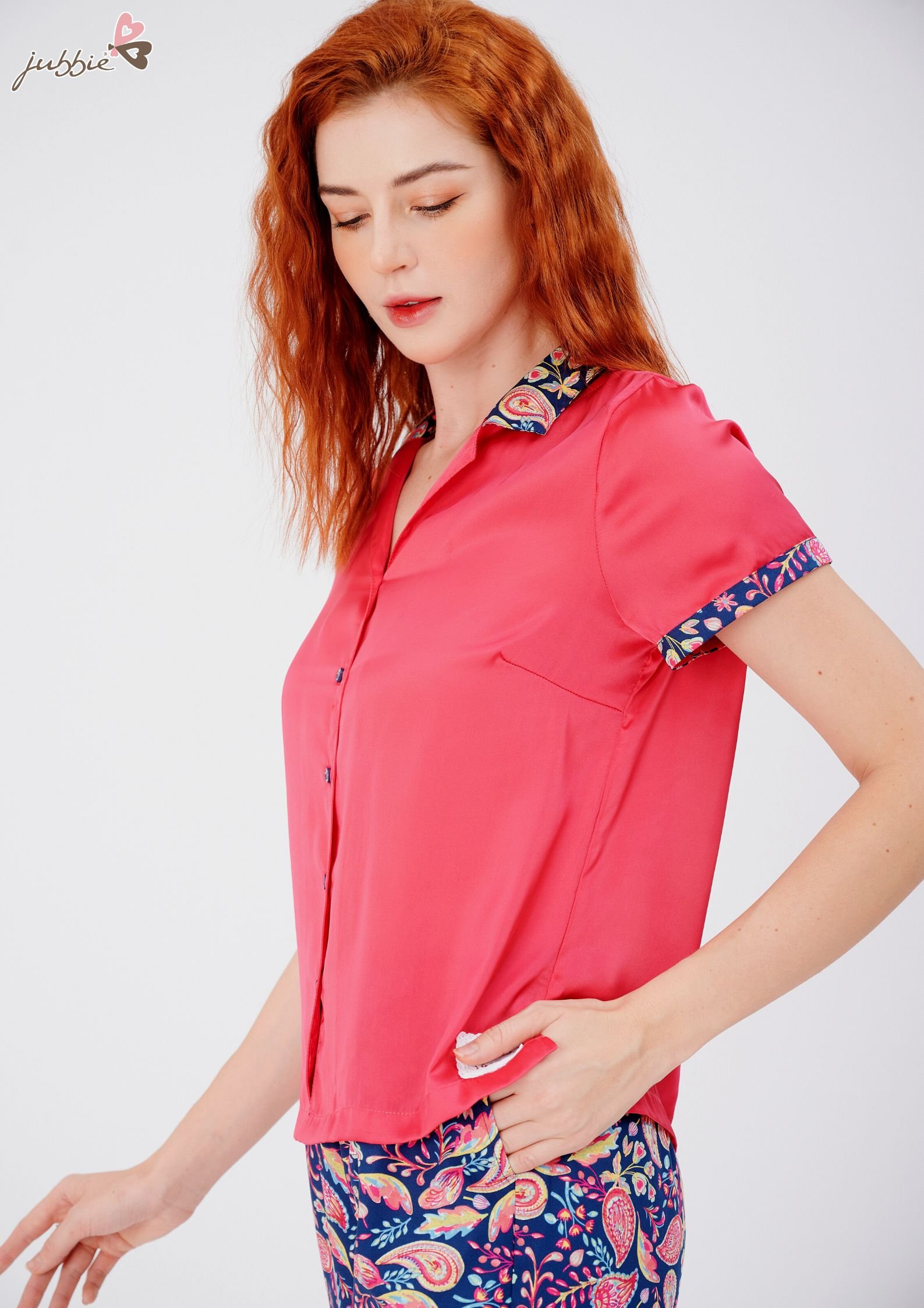 BL cổ phối vải hoa - 93224