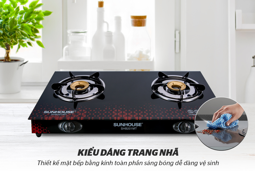 Bếp ga dương kính 2  lò Sunhouse SHB201MT