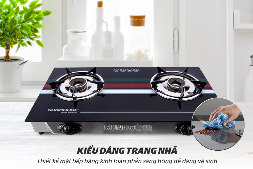 Bếp ga dương kính 2  lò Sunhouse SHB202MT