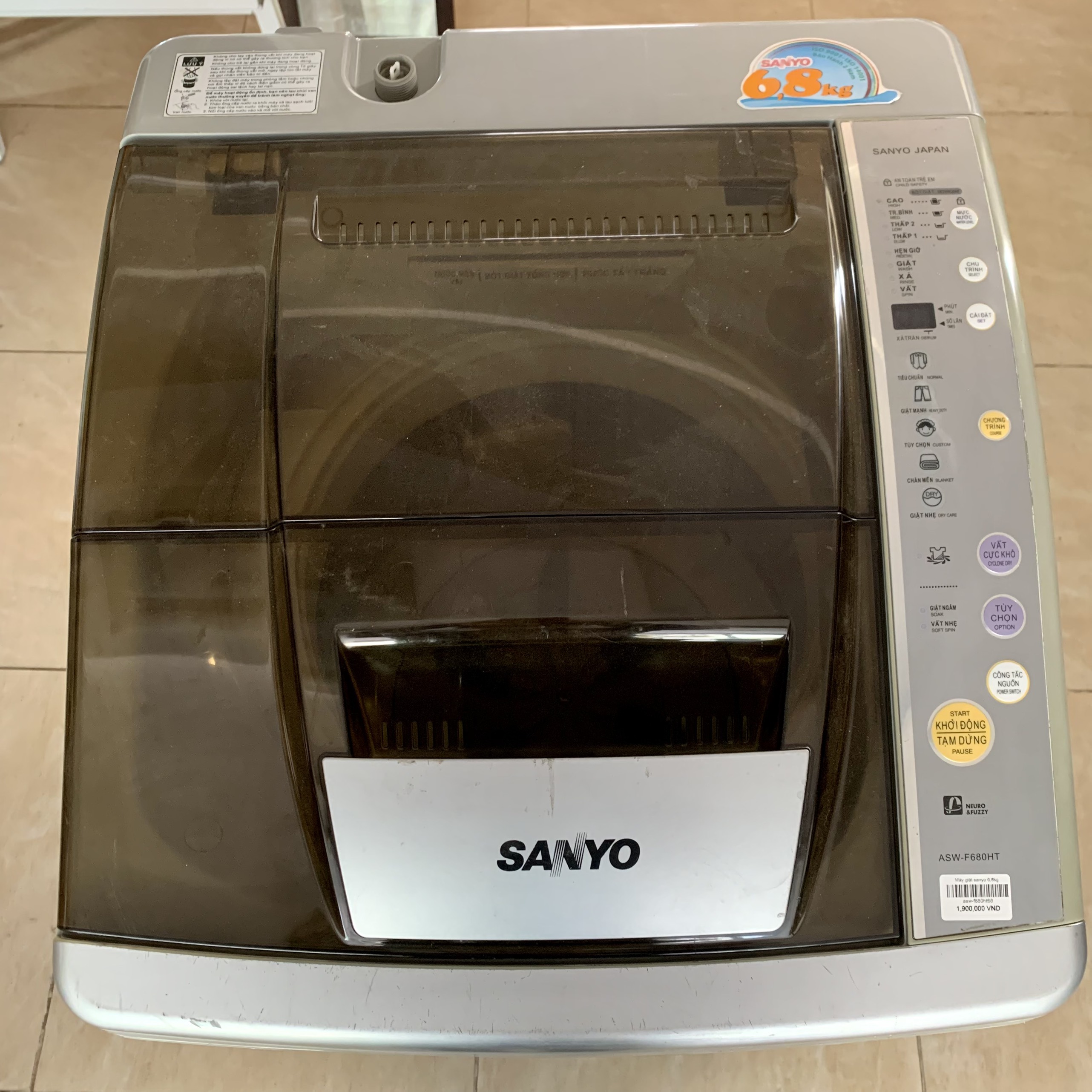 Máy giặt sanyo 6,8kg asw-f680ht