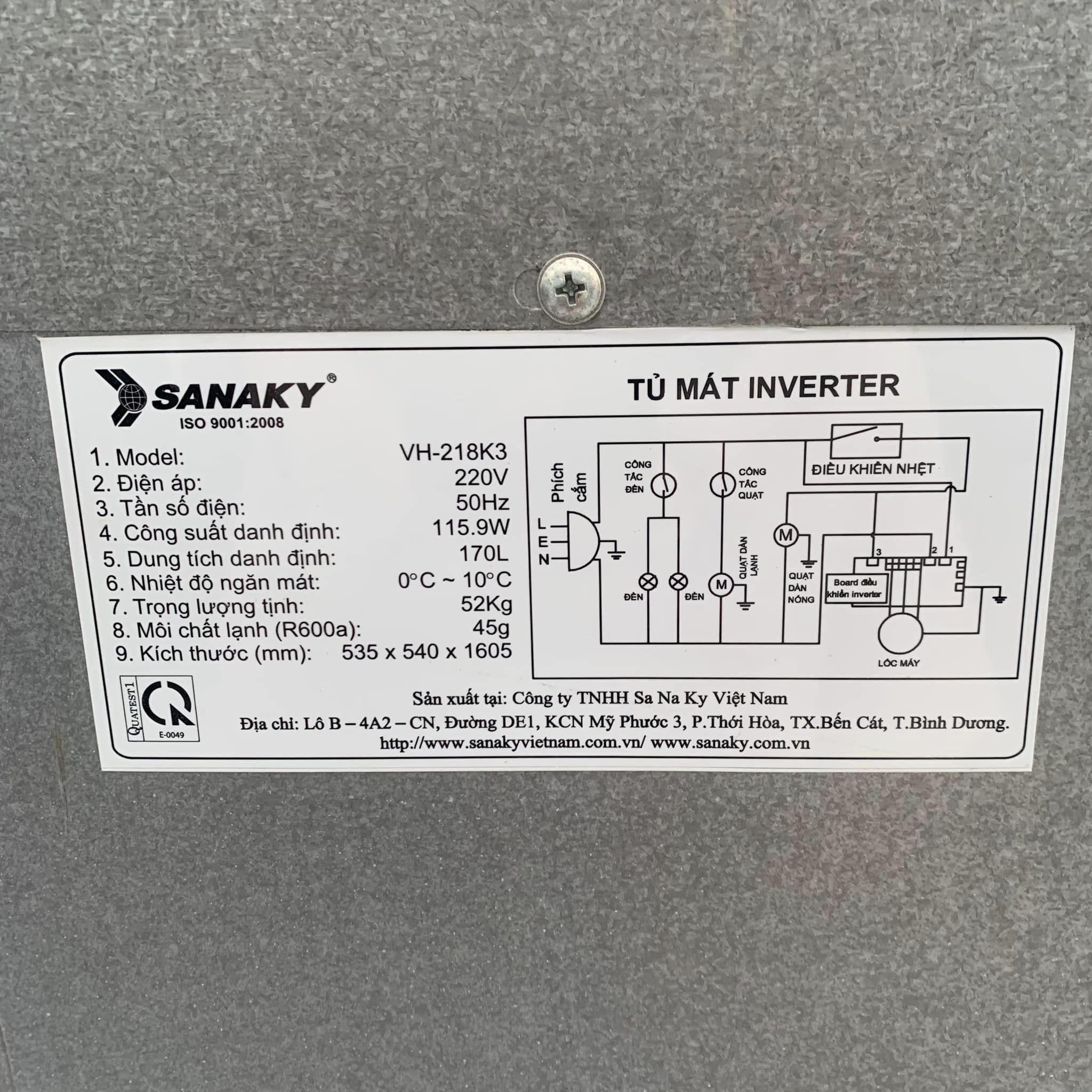 Tủ mát Sanaky VH218K