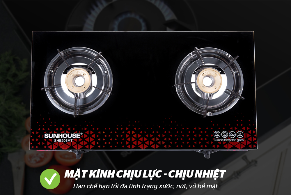 Bếp ga dương kính 2  lò Sunhouse SHB201MT