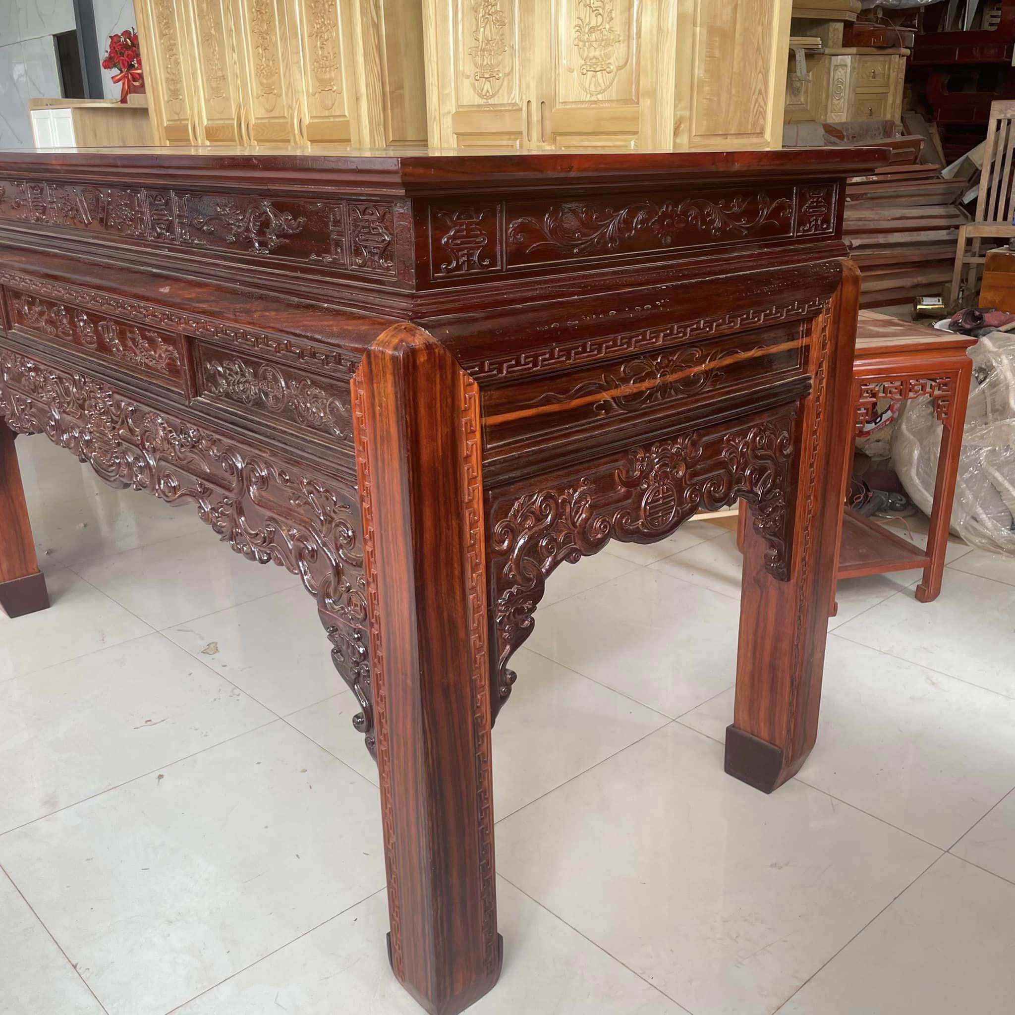 Sập thờ hương Padouk chân dày 12cm