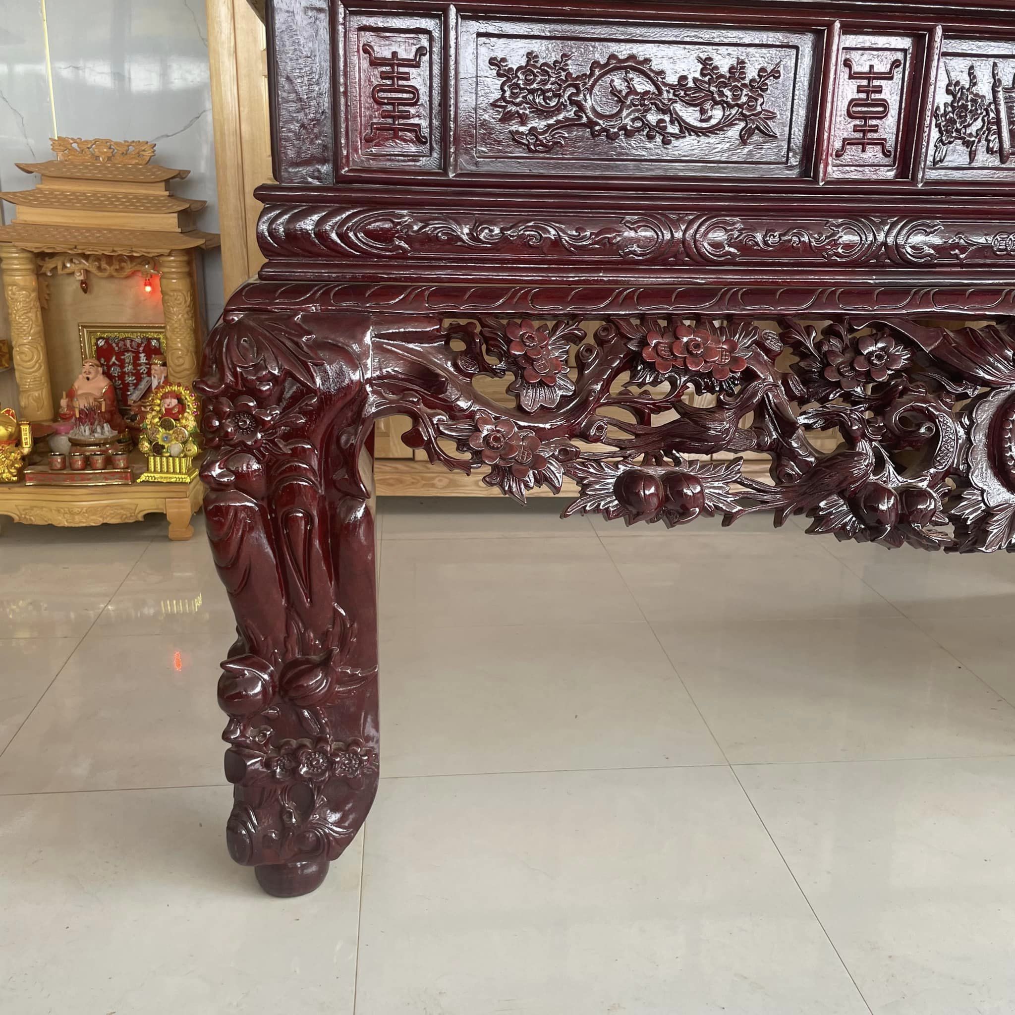 Sập thờ hương Padouk chân dày 20cm