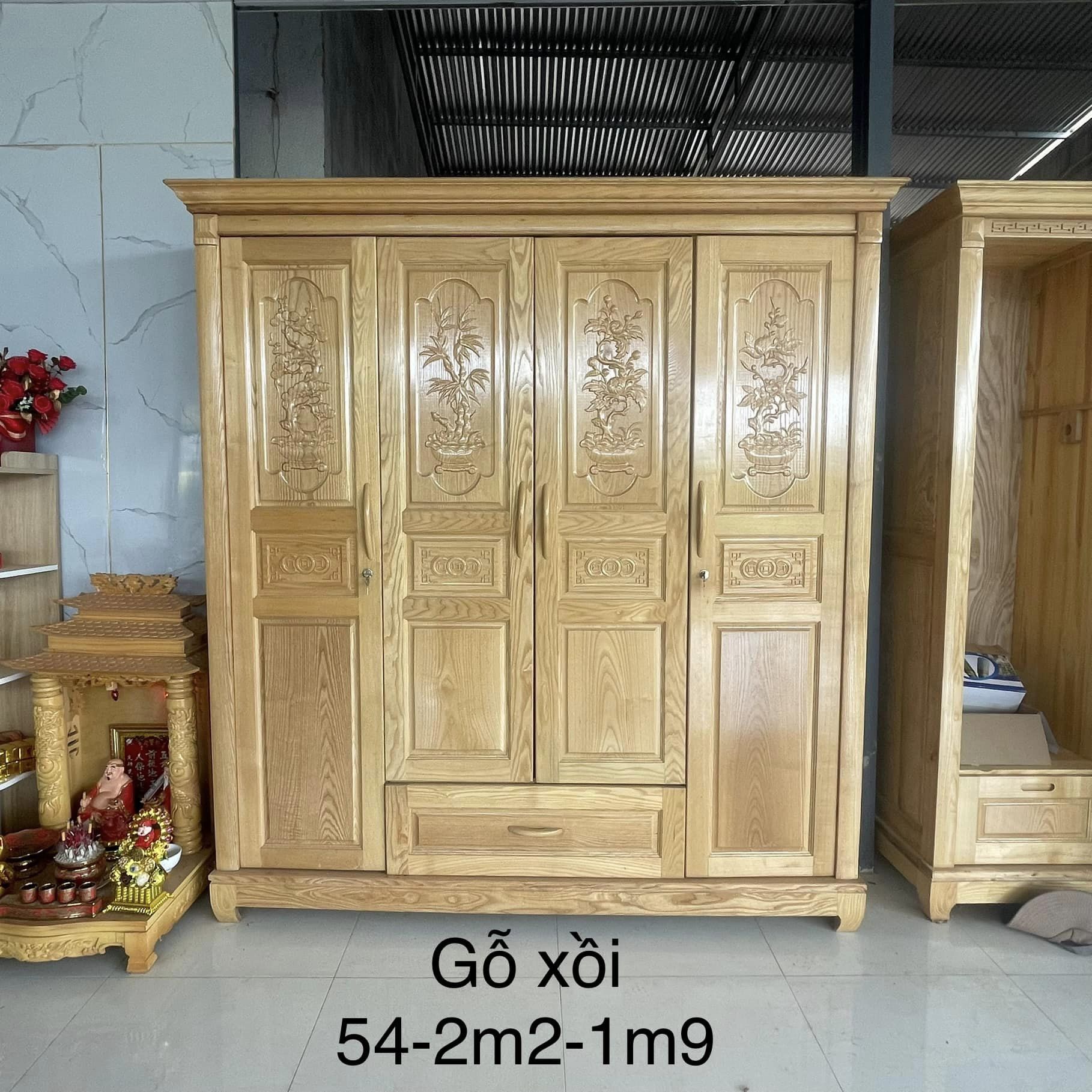 Tủ quần áo gỗ sồi 4 cánh