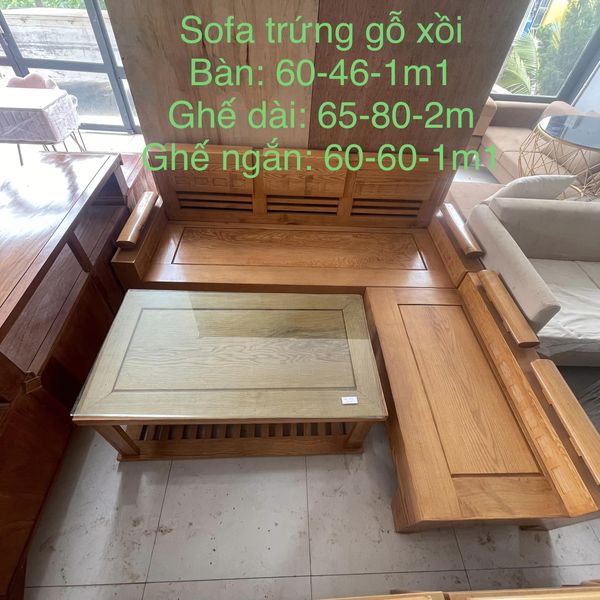 Bộ sofa trứng gỗ sồi 5 món