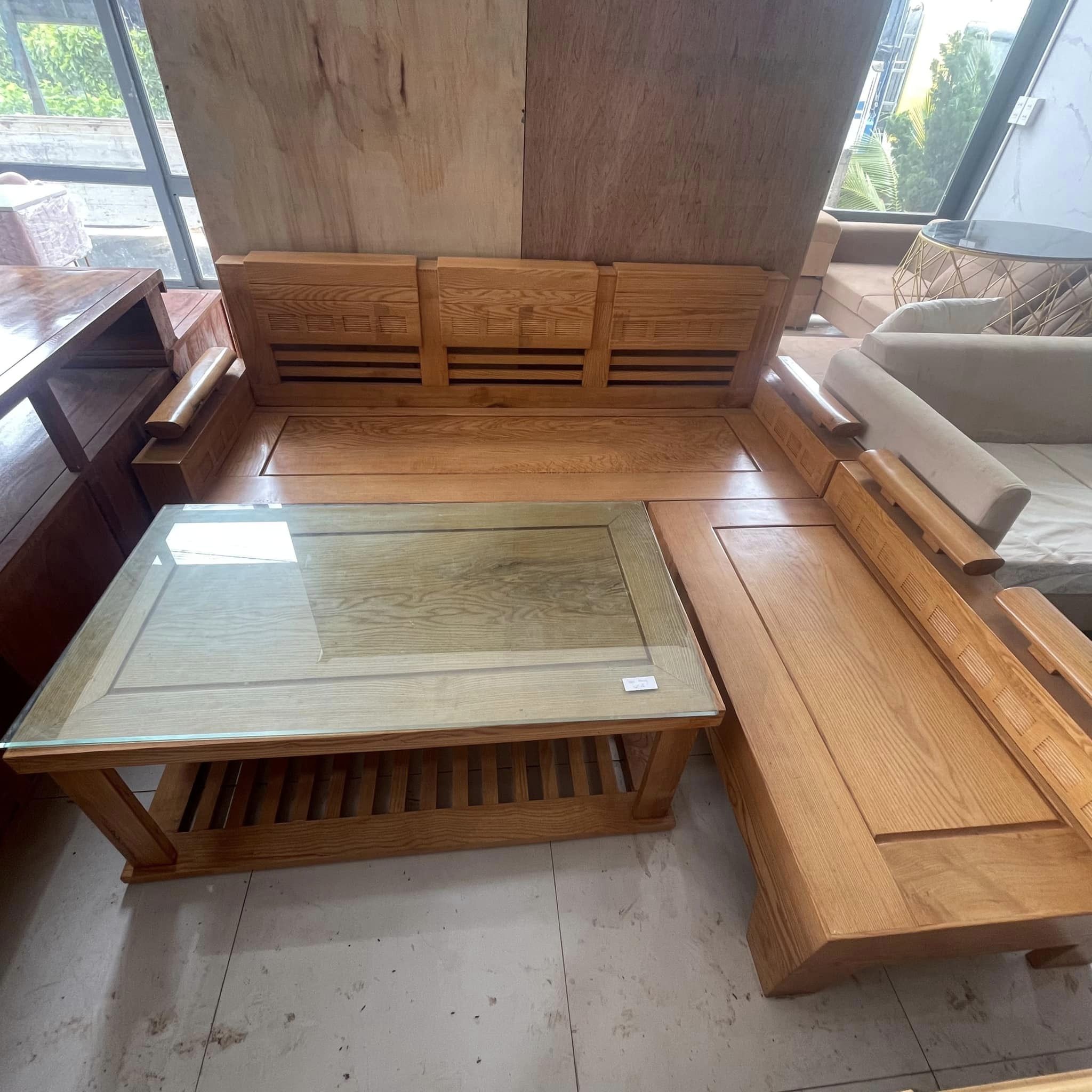 Bộ sofa trứng gỗ sồi 5 món