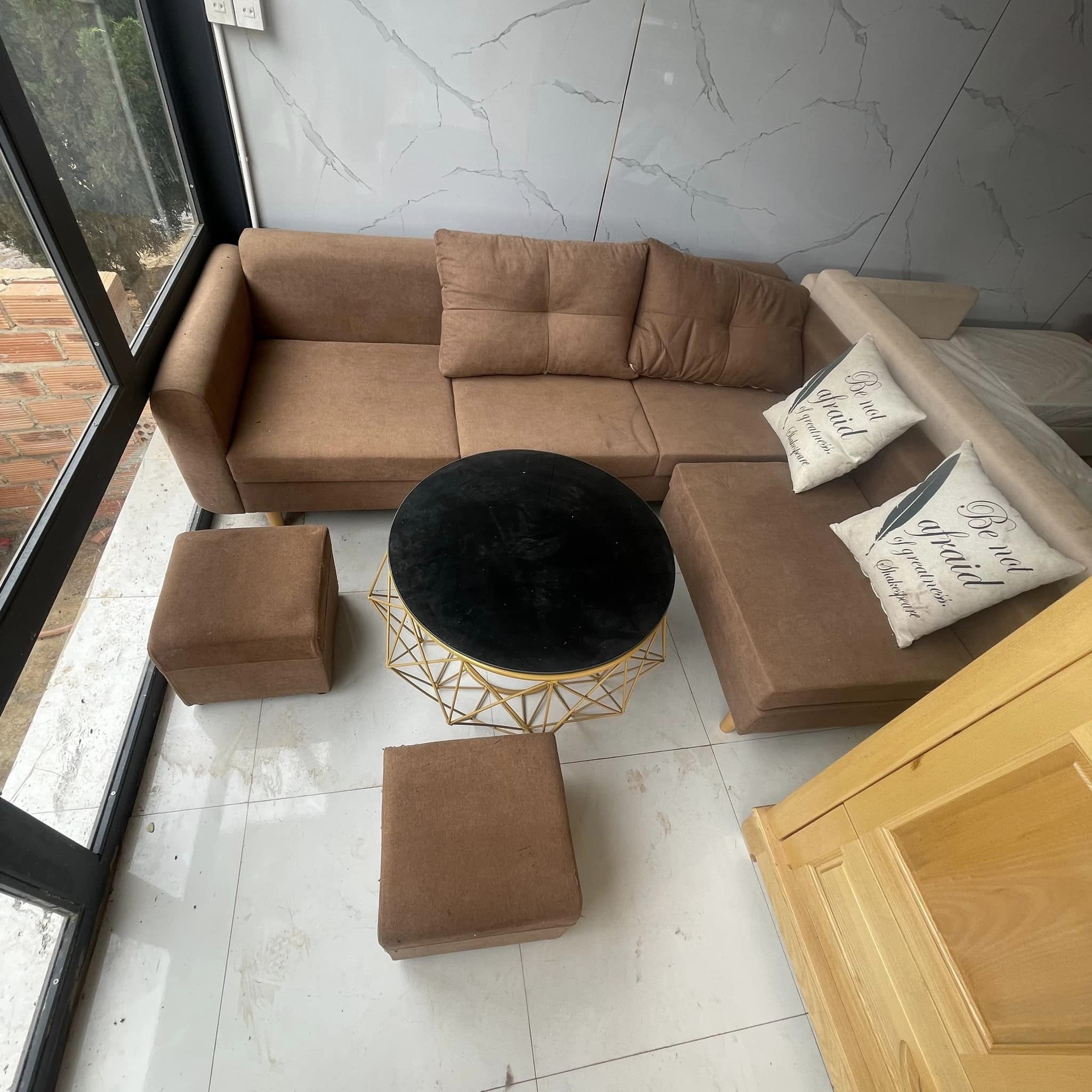 Bộ sofa bọc nệm nâu