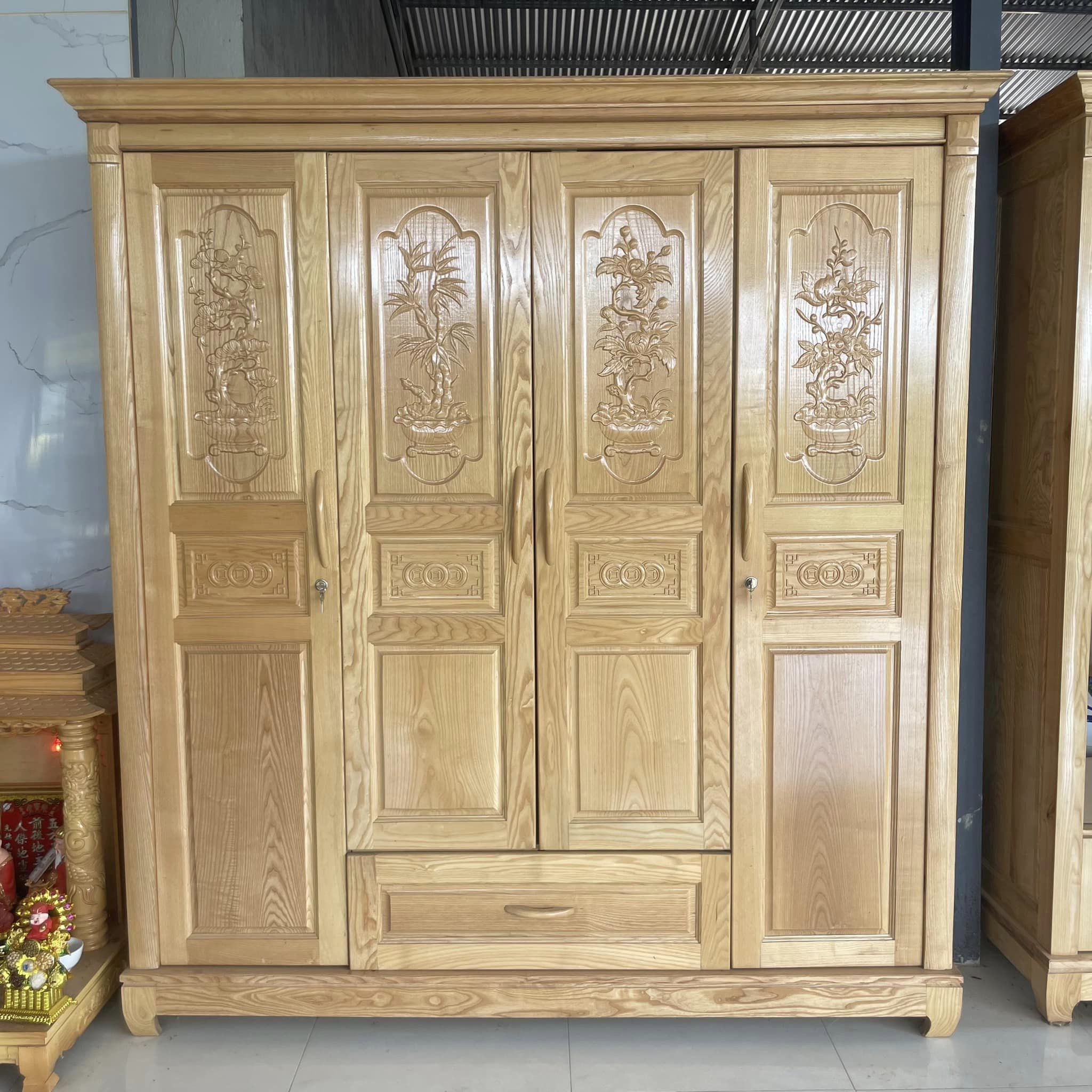 Tủ quần áo gỗ sồi 4 cánh