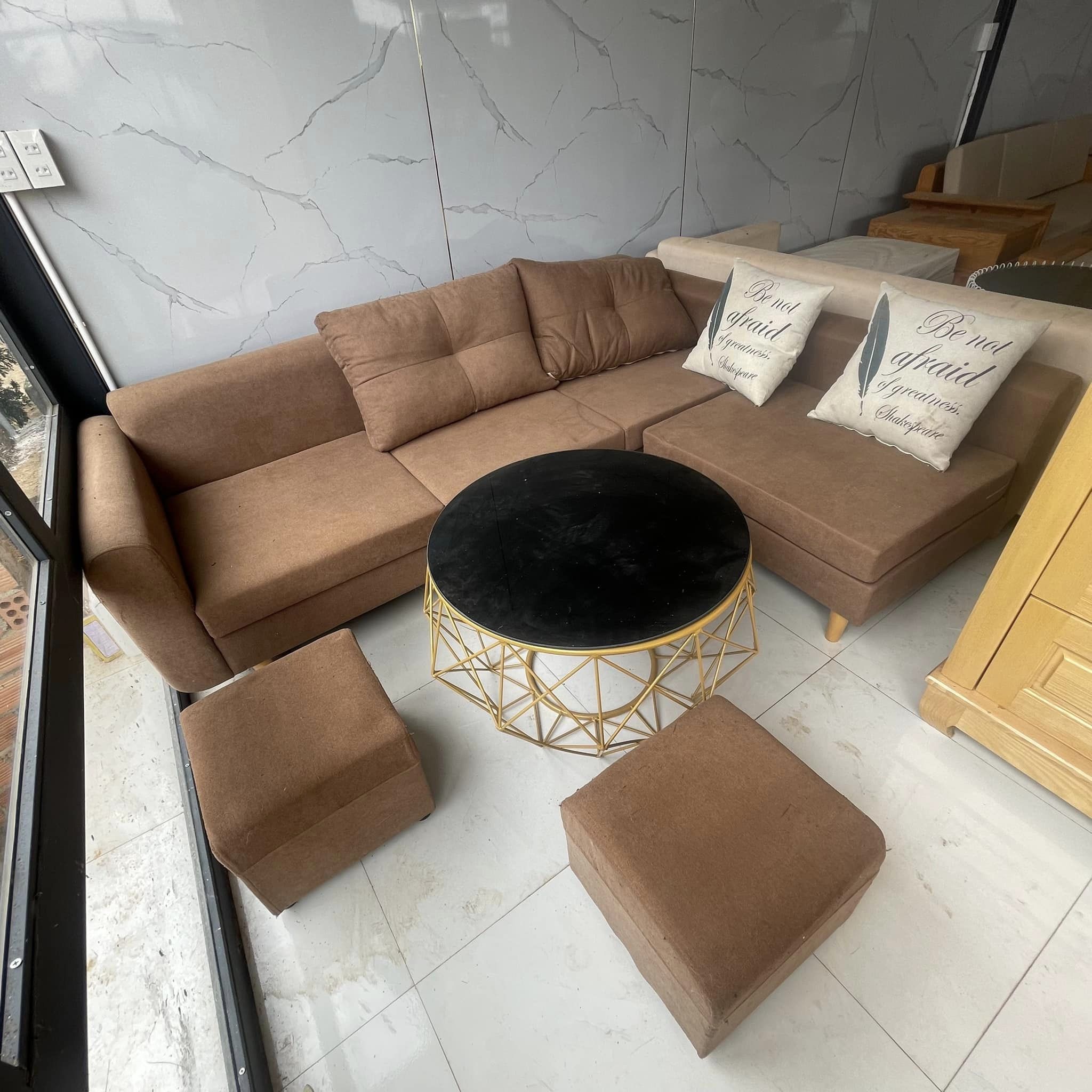 Bộ sofa bọc nệm nâu