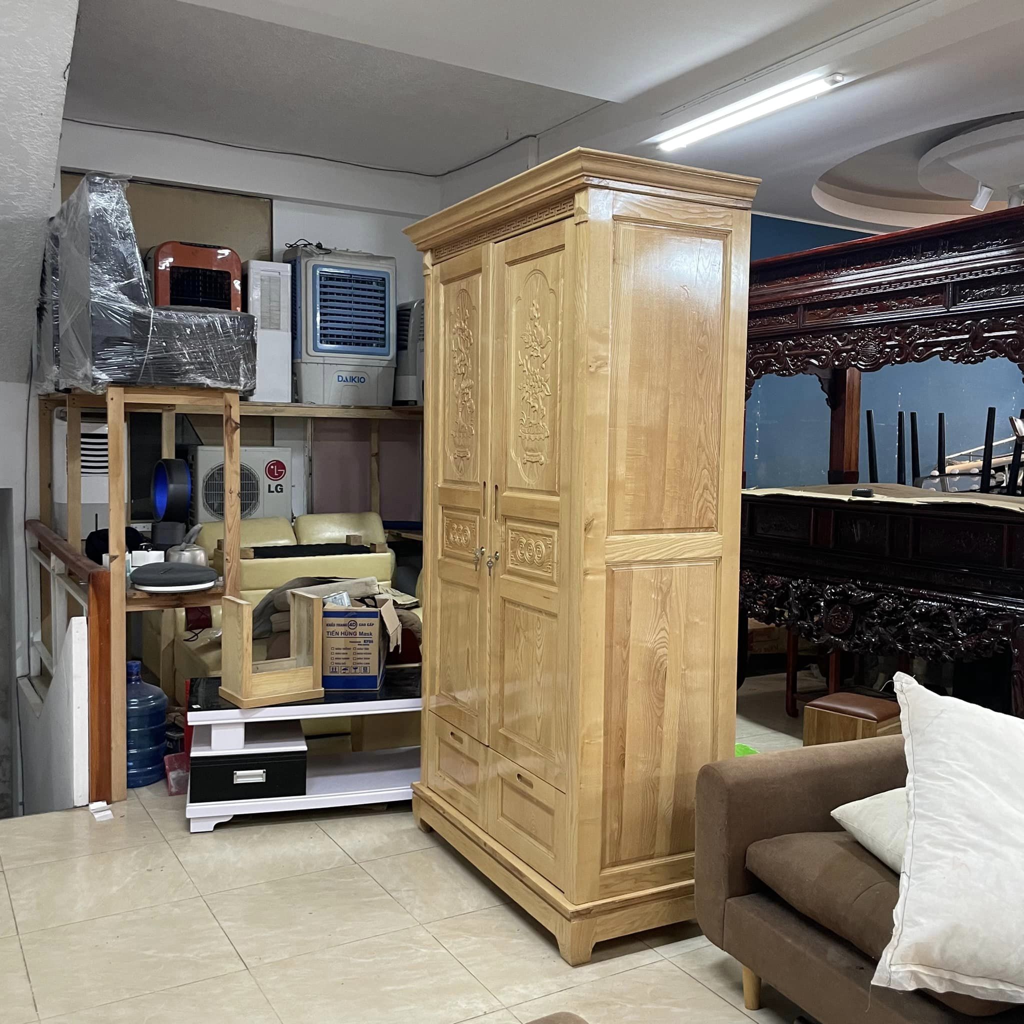 Tủ quần áo gỗ sồi 2 cánh