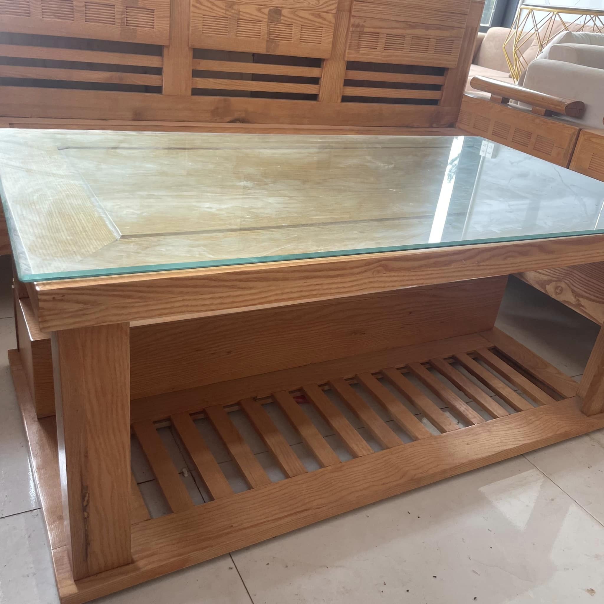 Bộ sofa trứng gỗ sồi 5 món