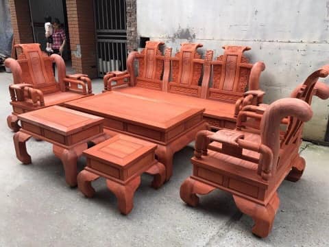 Bộ bàn ghế Tần Thủy Hoàng gỗ Hương đỏ Nam Phi
