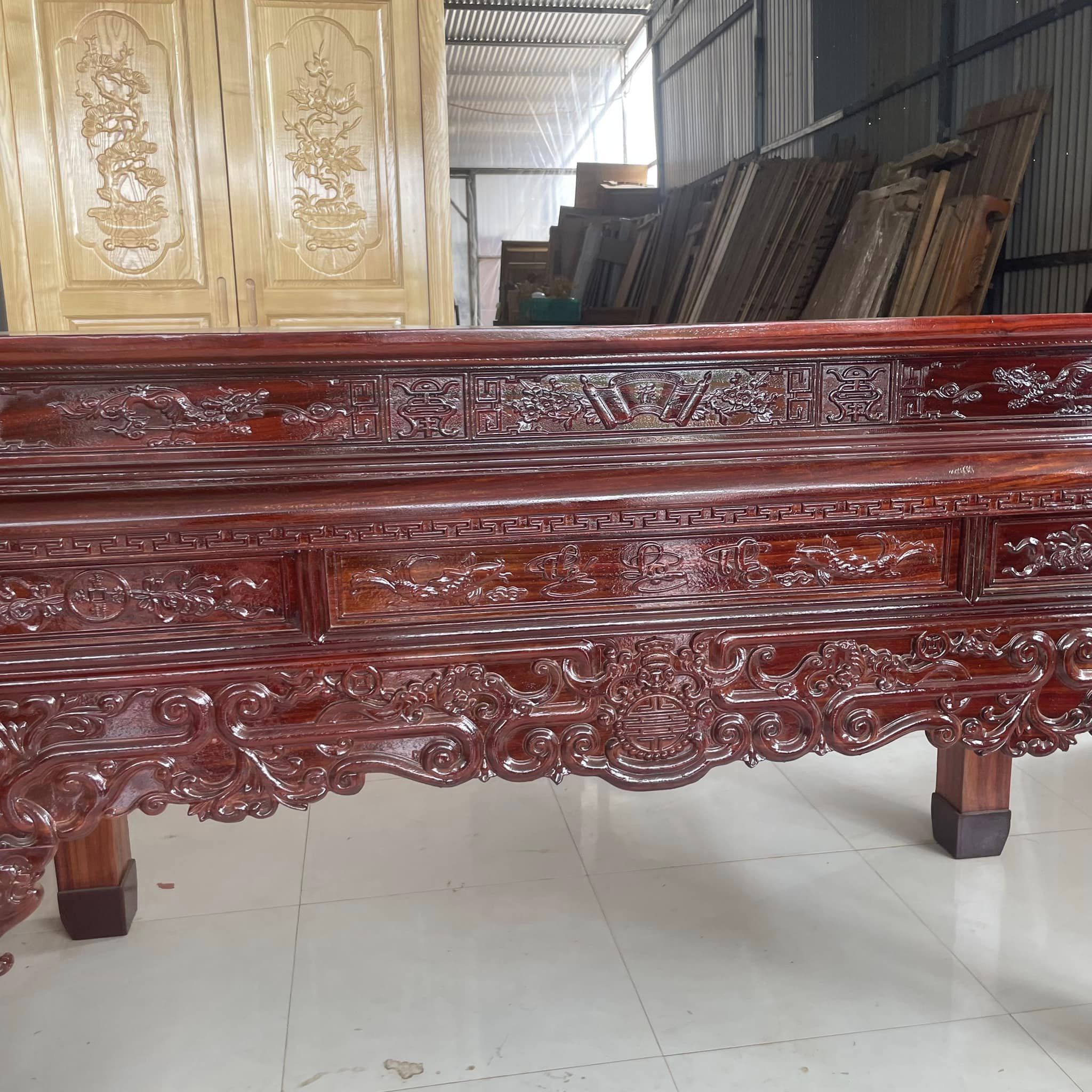 Sập thờ hương Padouk chân dày 12cm