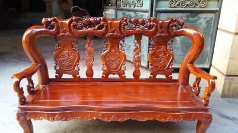 Bộ Bàn Ghế minh quốc đào Gỗ Xà Cừ Tay 12