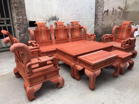 Bộ bàn ghế Tần Thủy Hoàng gỗ Hương đỏ Nam Phi