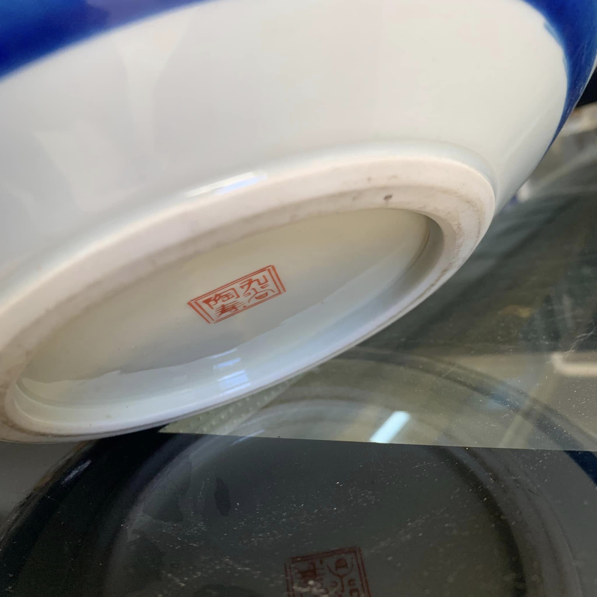 BÌNH HÚT TÀI LỘC MEN TRẮNG VẼ CHIM TRĨ HOA ĐÀO