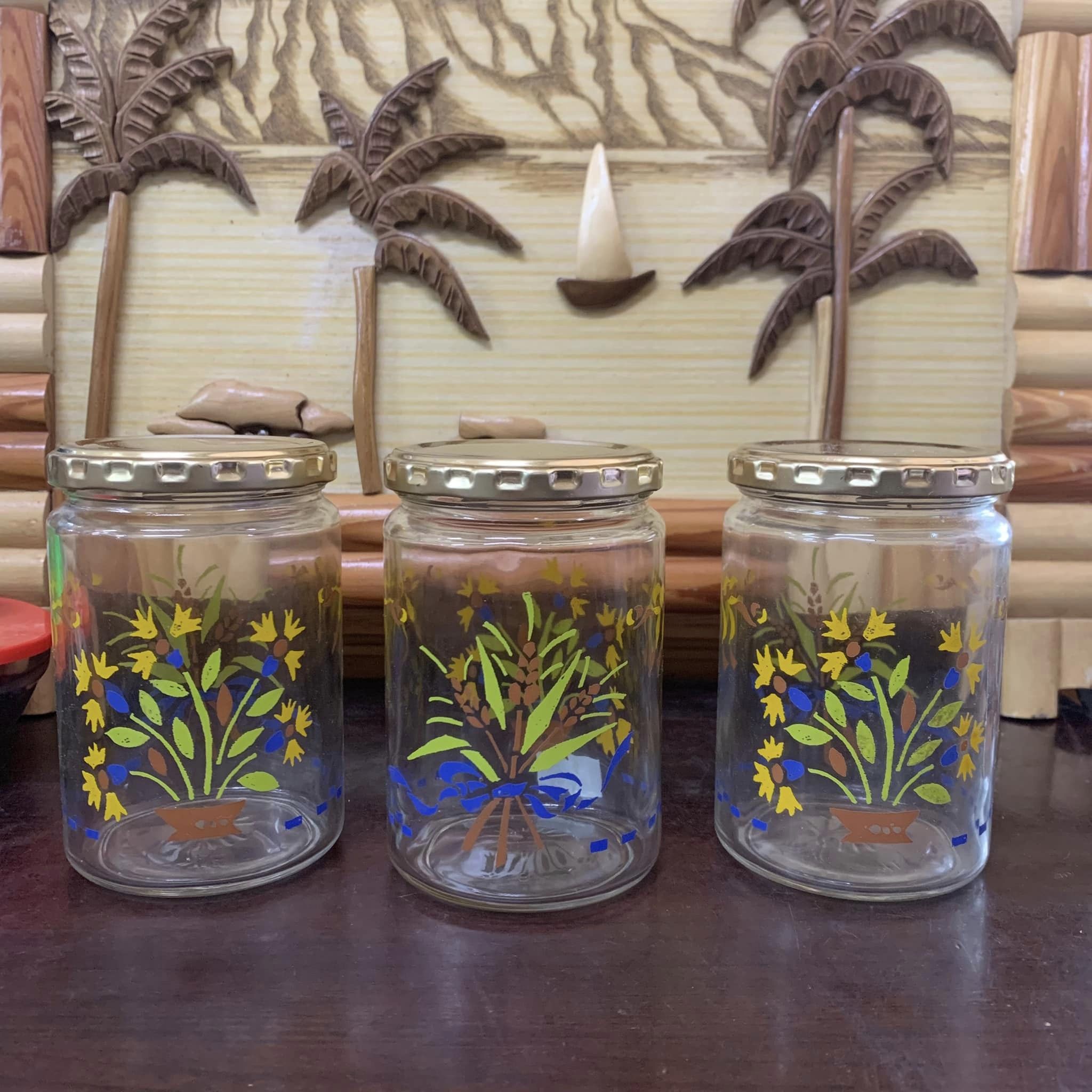 SET 3 HŨ THUỶ TINH KÈM GIỎ ĐỰNG