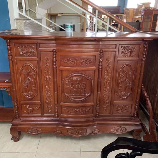 Tủ thờ gỗ gõ đỏ Phúc Lộc Thọ