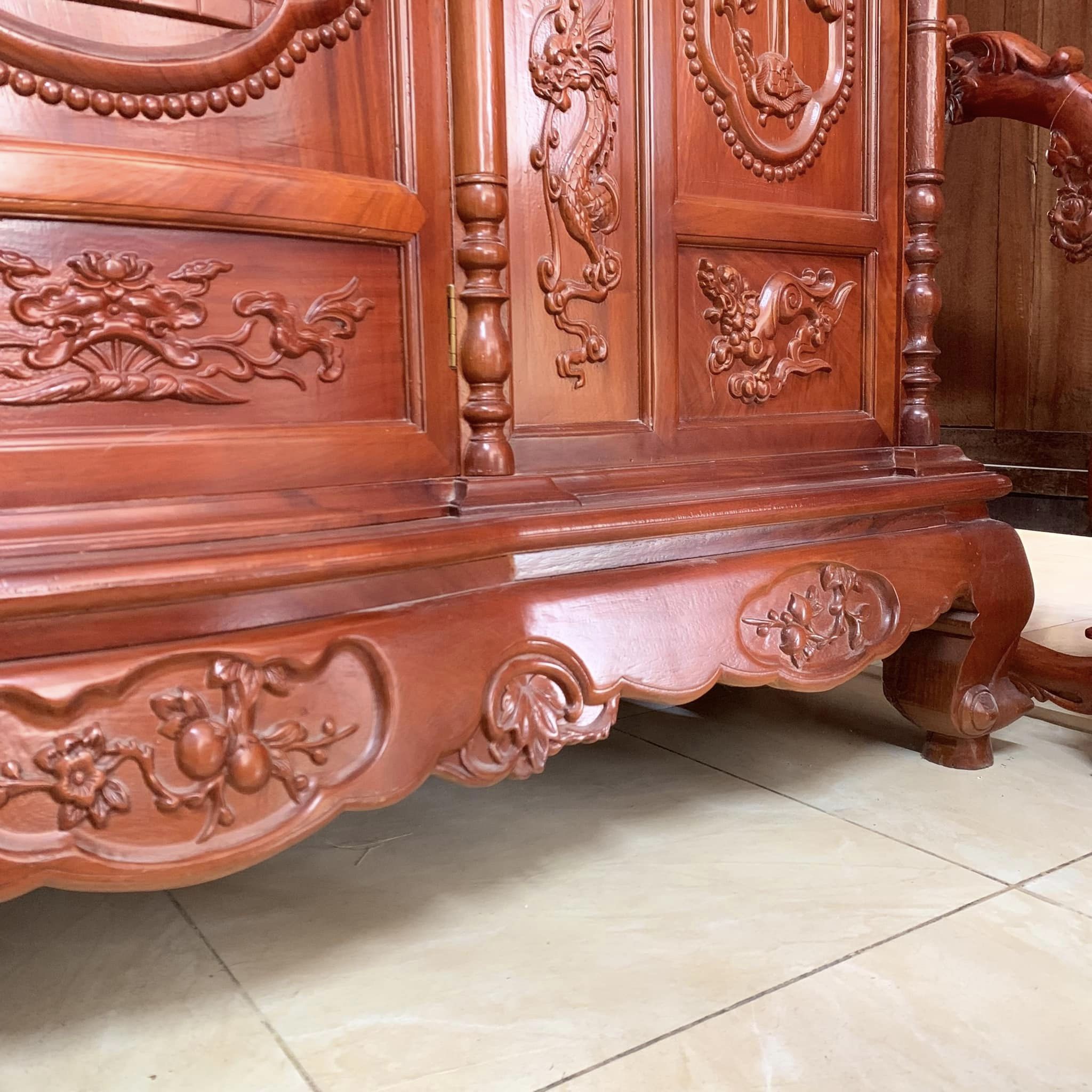 Tủ thờ gỗ gõ đỏ Phúc Lộc Thọ