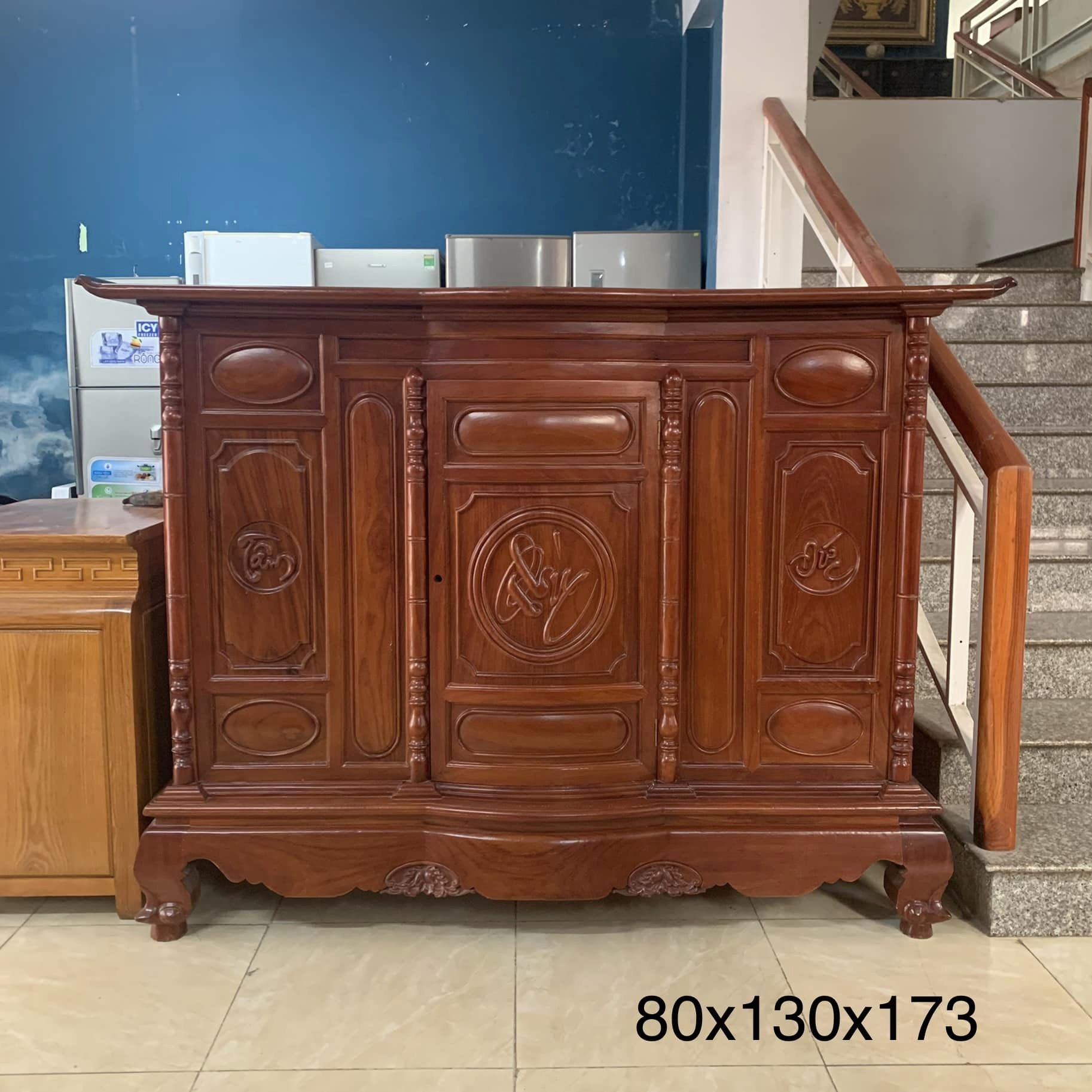 Tủ thờ gỗ gõ đỏ Tâm Phúc Đức