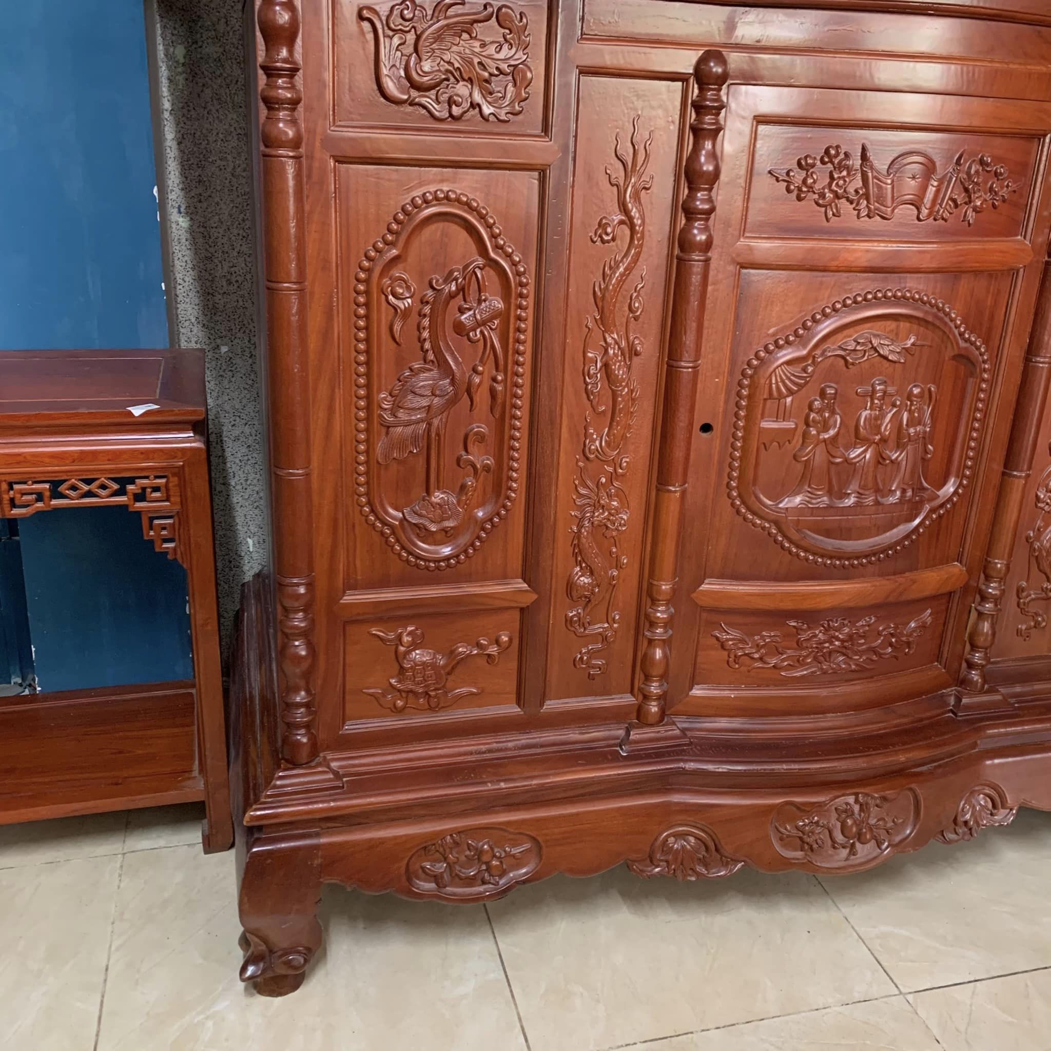 Tủ thờ gỗ gõ đỏ Phúc Lộc Thọ