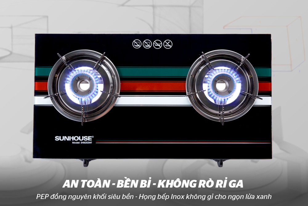 Bếp ga dương kính 2  lò Sunhouse SHB202MT