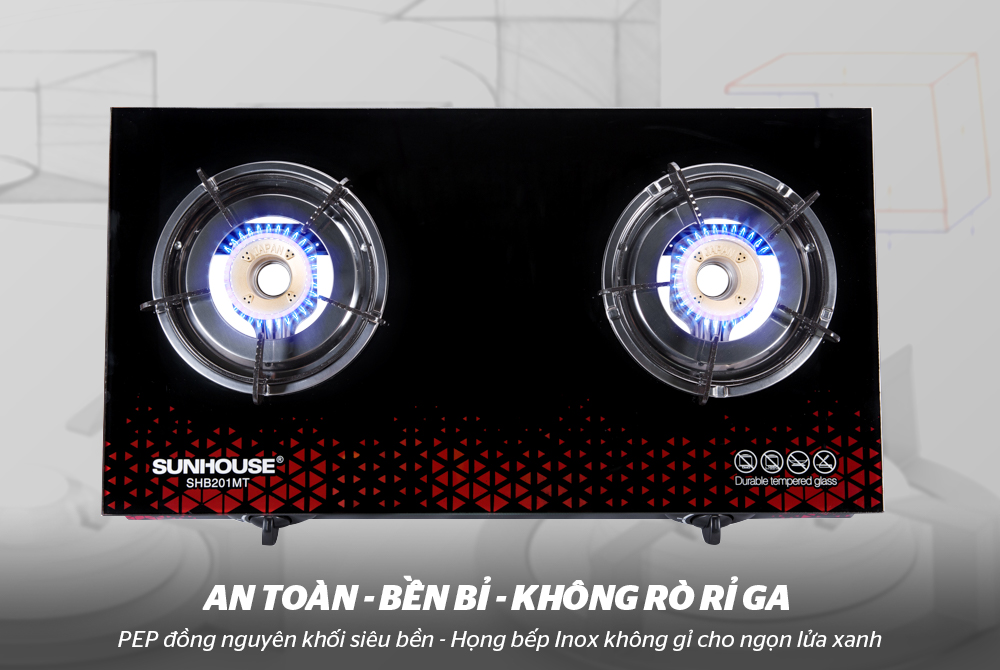 Bếp ga dương kính 2  lò Sunhouse SHB201MT