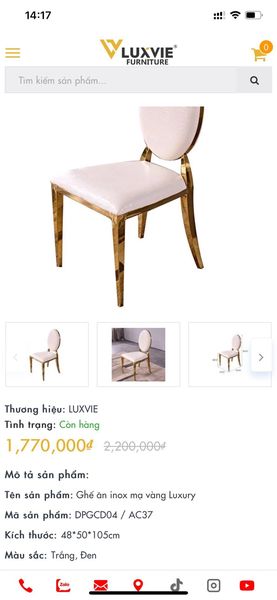 Ghế bàn ăn Louis inox mạ vàng