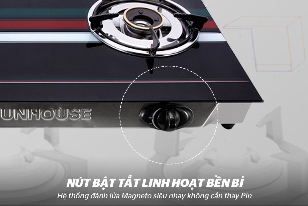 Bếp ga dương kính 2  lò Sunhouse SHB202MT
