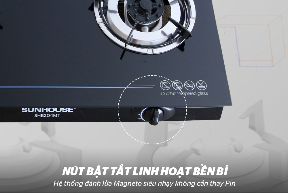 Bếp ga dương kính sunhouse SHB204MT