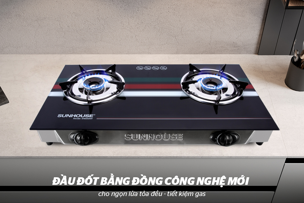 Bếp ga dương kính 2  lò Sunhouse SHB202MT