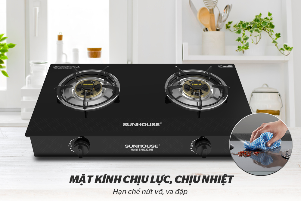 Bếp ga dương kính sunhouse SHB3223MT