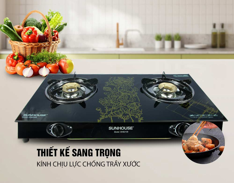 Bếp ga dương kính sunhouse SHB2106