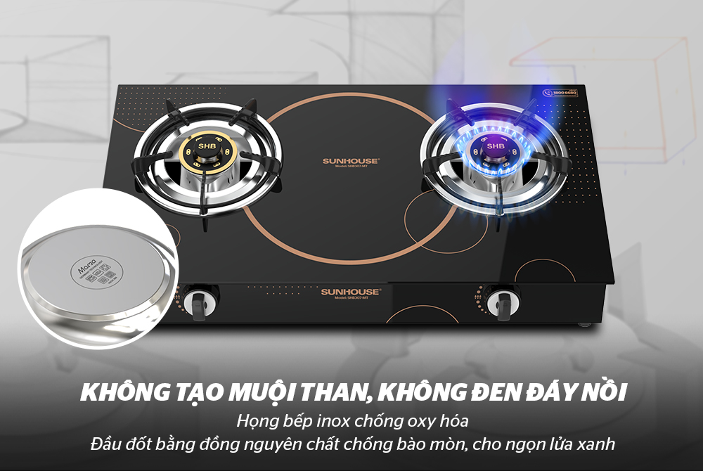 Bếp ga dương kính sunhouse SHB307-MT