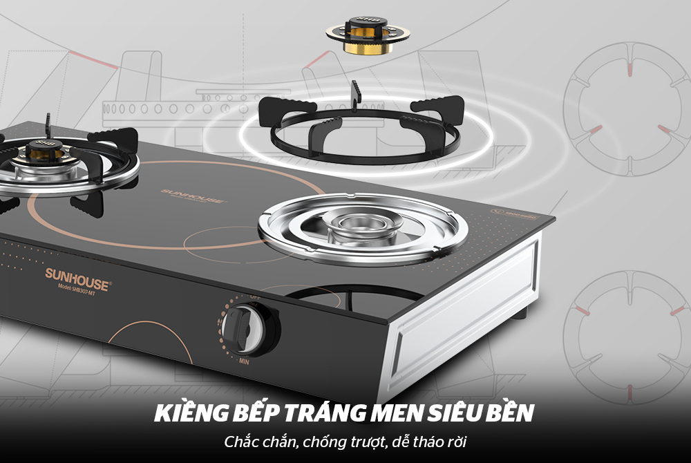 Bếp ga dương kính sunhouse SHB307-MT