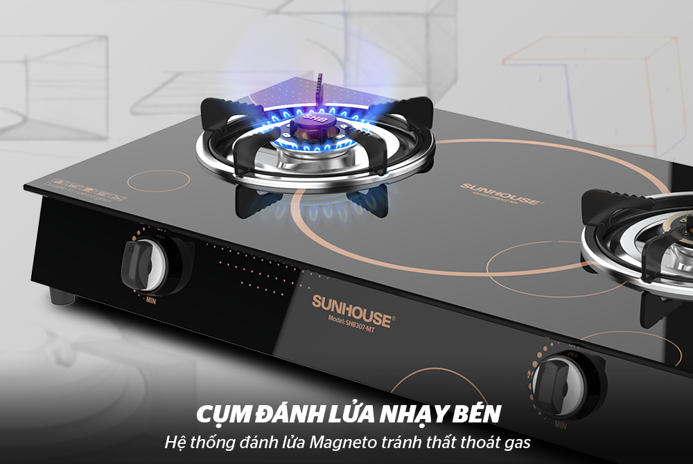 Bếp ga dương kính sunhouse SHB307-MT