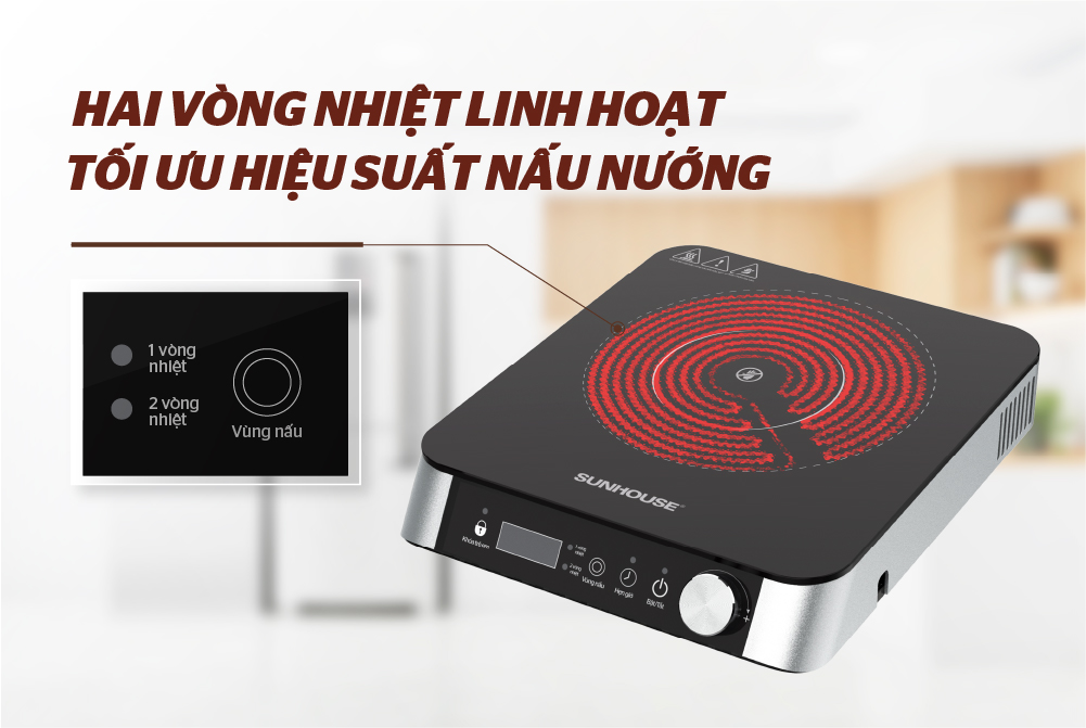 Bếp hồng ngoại 2 vòng nhiệt Sunhouse SHD6024