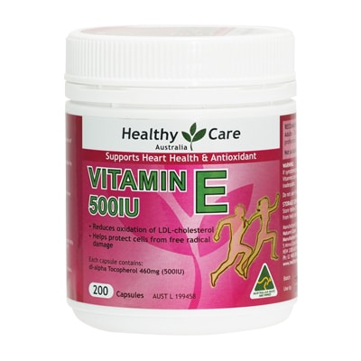 Viên uống Healthy Care Vitamin E 500IU 200 viên